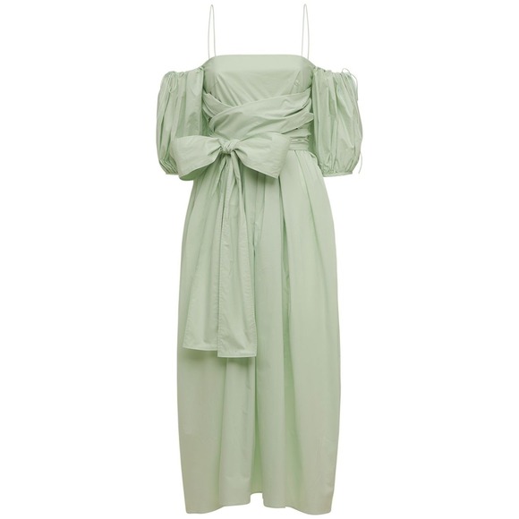 Cecilie Bahnsen Mint Green Cotton Poplin Joel Midi Dress US 6 UK 10 - Picture 6 of 16